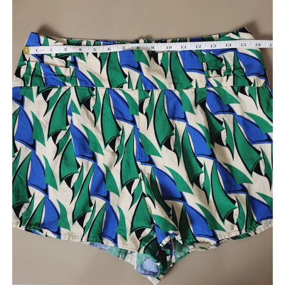 Zara Womens Green Blue Geo Print High-Waisted Shorts Size Large - Picture 4 of 6